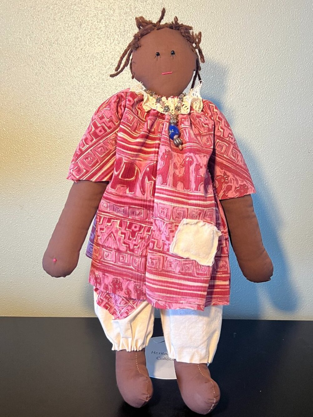 Handmade Folk Art African American Cloth Rag Doll ~ Black Americana ~ Batik - Picture 4 of 14